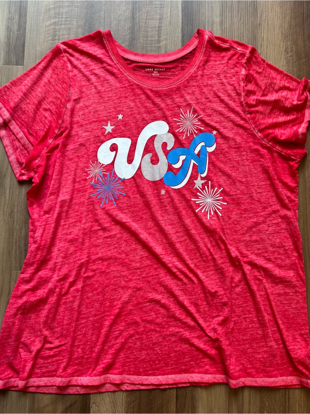 Lane Bryant Red 'USA' Graphic Short Sleeve Tee